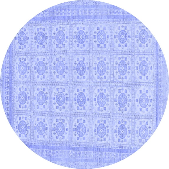 Ahgly Company Machine Washable Indoor Round Abstract Blue Modern Area Rugs, 5' Round