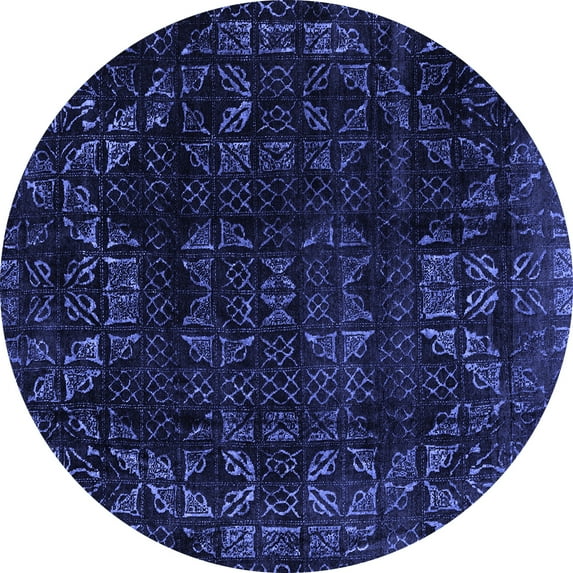 Ahgly Company Machine Washable Indoor Round Abstract Blue Modern Area Rugs, 5' Round