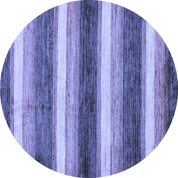 Ahgly Company Machine Washable Indoor Round Abstract Blue Modern Area Rugs, 6' Round
