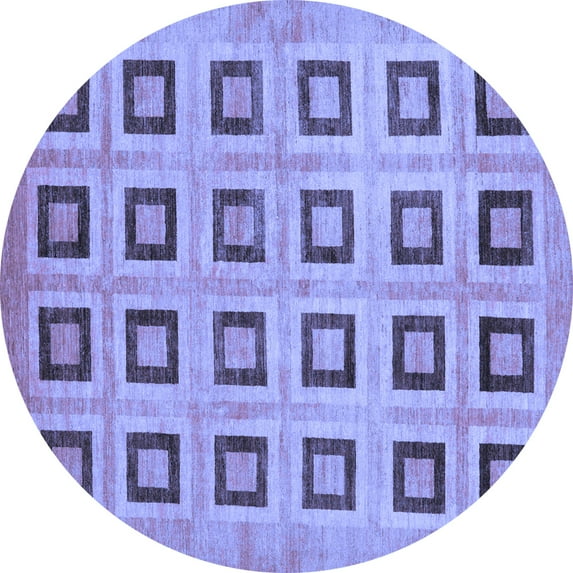 Ahgly Company Machine Washable Indoor Round Abstract Blue Modern Area Rugs, 6' Round