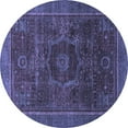 thumbnail image 1 of Ahgly Company Machine Washable Indoor Round Abstract Blue Modern Area Rugs, 6' Round, 1 of 4