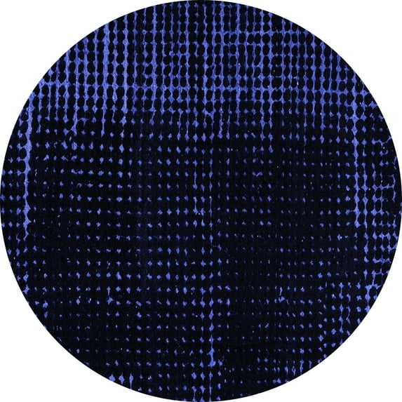 Ahgly Company Machine Washable Indoor Round Abstract Blue Modern Area Rugs, 6' Round