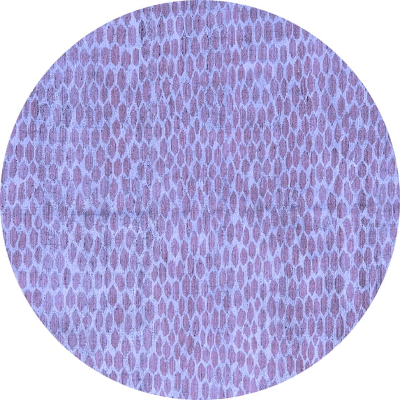 Ahgly Company Machine Washable Indoor Round Abstract Blue Modern Area Rugs, 6' Round