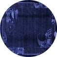 thumbnail image 1 of Ahgly Company Machine Washable Indoor Round Abstract Blue Modern Area Rugs, 7' Round, 1 of 4