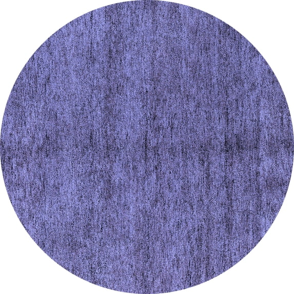 Ahgly Company Machine Washable Indoor Round Abstract Blue Modern Area Rugs, 7' Round