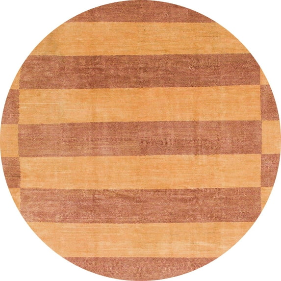 Ahgly Company Machine Washable Indoor Round Abstract Bright Orange Area Rugs, 3' Round