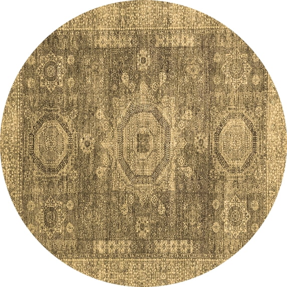 Ahgly Company Machine Washable Indoor Round Abstract Brown Modern Area Rugs, 5' Round