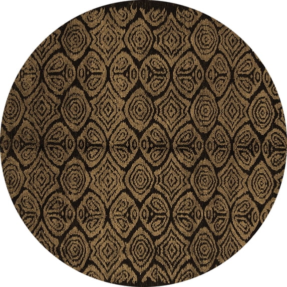 Ahgly Company Machine Washable Indoor Round Abstract Brown Modern Area Rugs, 5' Round