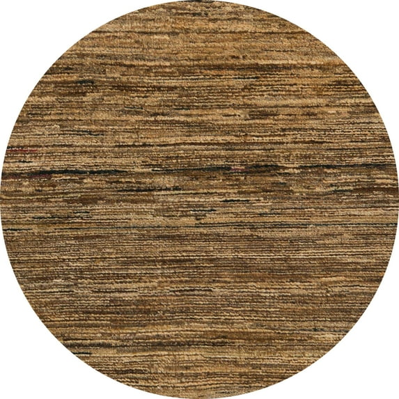 Ahgly Company Machine Washable Indoor Round Abstract Cinnamon Brown Area Rugs, 7' Round