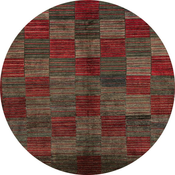 Ahgly Company Machine Washable Indoor Round Abstract Coffee Brown Area Rugs, 8' Round