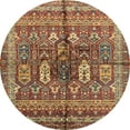 thumbnail image 1 of Ahgly Company Machine Washable Indoor Round Abstract Fire Brick Red Area Rugs, 5' Round, 1 of 7