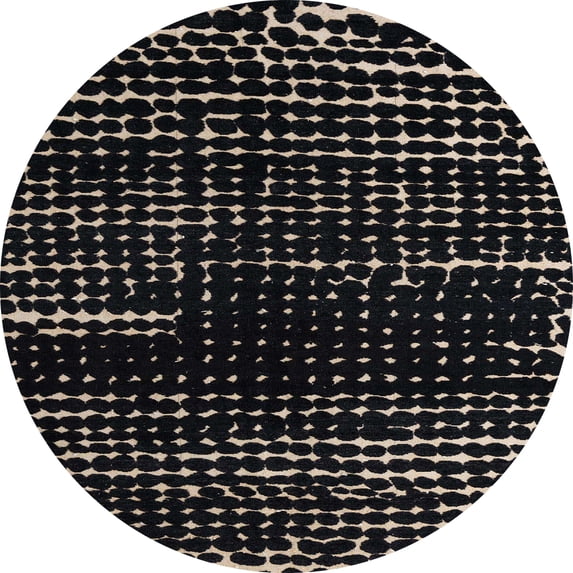 Ahgly Company Machine Washable Indoor Round Abstract Puce Purple Area Rugs, 4' Round