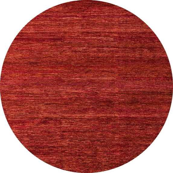 Ahgly Company Machine Washable Indoor Round Abstract Red Area Rugs, 5' Round