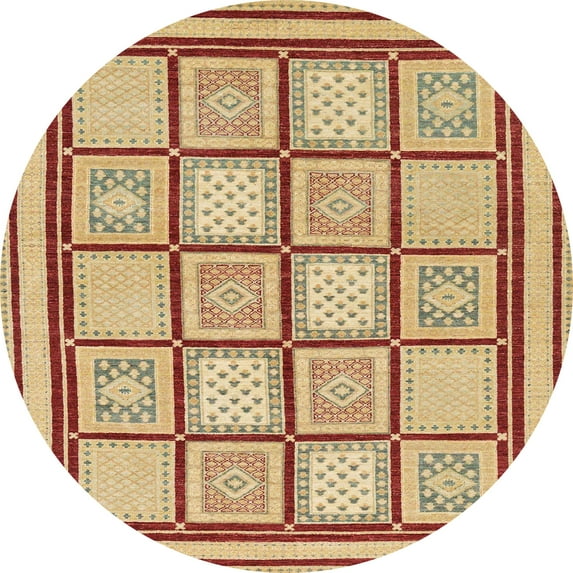 Ahgly Company Machine Washable Indoor Round Abstract Red Fox Red Area Rugs, 3' Round