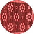 thumbnail image 1 of Ahgly Company Machine Washable Indoor Round Abstract Red Modern Area Rugs, 3' Round, 1 of 4
