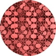 thumbnail image 1 of Ahgly Company Machine Washable Indoor Round Abstract Red Modern Area Rugs, 4' Round, 1 of 4