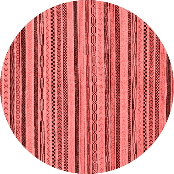 Ahgly Company Machine Washable Indoor Round Abstract Red Modern Area Rugs, 4' Round