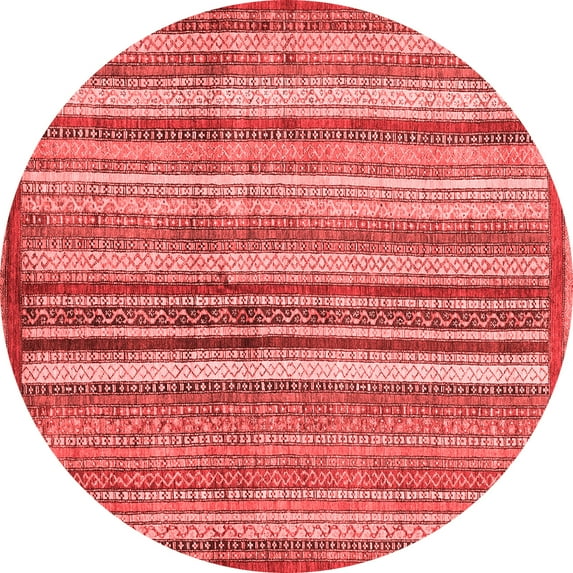 Ahgly Company Machine Washable Indoor Round Abstract Red Modern Area Rugs, 7' Round