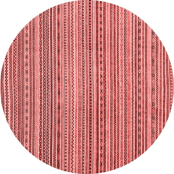 Ahgly Company Machine Washable Indoor Round Abstract Red Modern Area Rugs, 7' Round
