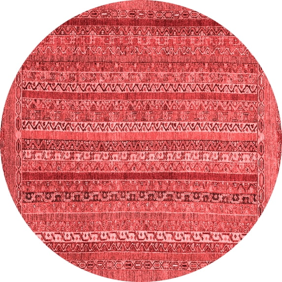 Ahgly Company Machine Washable Indoor Round Abstract Red Modern Area Rugs, 8' Round