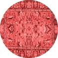 thumbnail image 1 of Ahgly Company Machine Washable Indoor Round Abstract Red Modern Area Rugs, 8' Round, 1 of 4