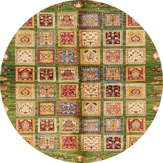Ahgly Company Machine Washable Indoor Round Abstract Saddle Brown Area Rugs, 8' Round