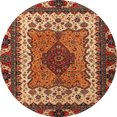 thumbnail image 1 of Ahgly Company Machine Washable Indoor Round Abstract Saffron Red Area Rugs, 3' Round, 1 of 7