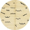 thumbnail image 1 of Ahgly Company Machine Washable Indoor Round Abstract Sun Yellow Area Rugs, 3' Round, 1 of 1