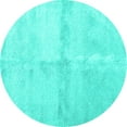 thumbnail image 1 of Ahgly Company Machine Washable Indoor Round Abstract Turquoise Blue Contemporary Area Rugs, 3' Round, 1 of 4
