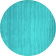 thumbnail image 1 of Ahgly Company Machine Washable Indoor Round Abstract Turquoise Blue Contemporary Area Rugs, 3' Round, 1 of 4