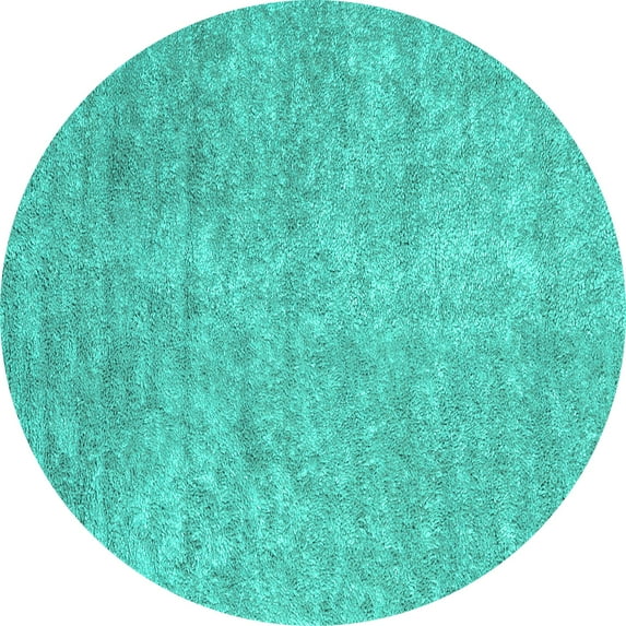 Ahgly Company Machine Washable Indoor Round Abstract Turquoise Blue Contemporary Area Rugs, 7' Round