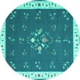 thumbnail image 1 of Ahgly Company Machine Washable Indoor Round Abstract Turquoise Blue Contemporary Area Rugs, 7' Round, 1 of 4