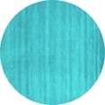 thumbnail image 1 of Ahgly Company Machine Washable Indoor Round Abstract Turquoise Blue Contemporary Area Rugs, 7' Round, 1 of 4