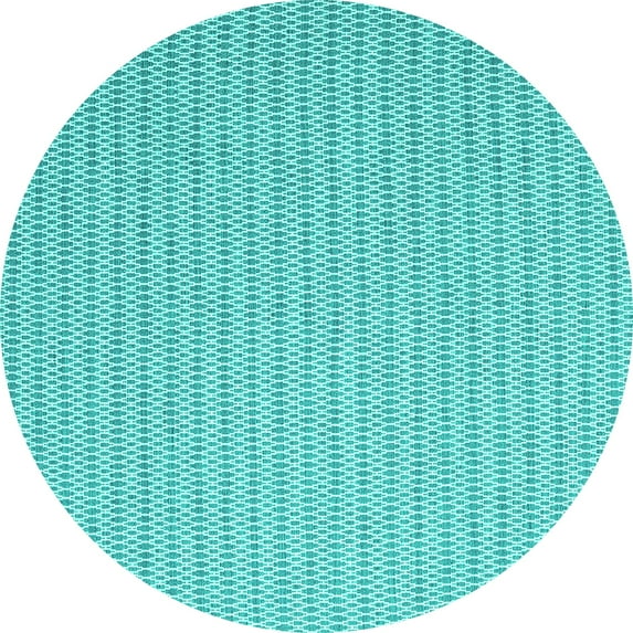 Ahgly Company Machine Washable Indoor Round Abstract Turquoise Blue Contemporary Area Rugs, 8' Round
