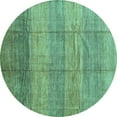 thumbnail image 1 of Ahgly Company Machine Washable Indoor Round Abstract Turquoise Blue Contemporary Area Rugs, 8' Round, 1 of 4