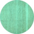 thumbnail image 1 of Ahgly Company Machine Washable Indoor Round Abstract Turquoise Blue Contemporary Area Rugs, 8' Round, 1 of 4