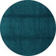 thumbnail image 1 of Ahgly Company Machine Washable Indoor Round Abstract Turquoise Blue Modern Area Rugs, 3' Round, 1 of 4