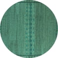 thumbnail image 1 of Ahgly Company Machine Washable Indoor Round Abstract Turquoise Blue Modern Area Rugs, 4' Round, 1 of 4