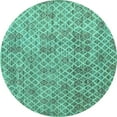 thumbnail image 1 of Ahgly Company Machine Washable Indoor Round Abstract Turquoise Blue Modern Area Rugs, 8' Round, 1 of 4