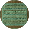 thumbnail image 1 of Ahgly Company Machine Washable Indoor Round Abstract Turquoise Blue Modern Area Rugs, 8' Round, 1 of 4