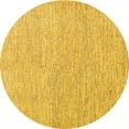 thumbnail image 1 of Ahgly Company Machine Washable Indoor Round Abstract Yellow Contemporary Area Rugs, 3' Round, 1 of 4
