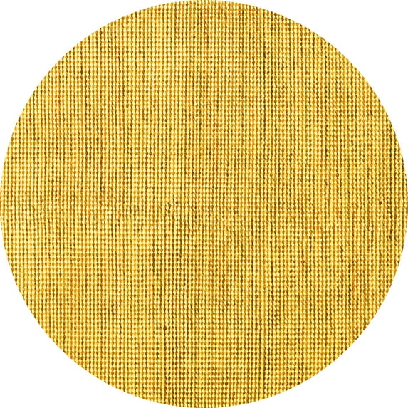 Ahgly Company Machine Washable Indoor Round Abstract Yellow Contemporary Area Rugs, 3' Round