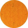 thumbnail image 1 of Ahgly Company Machine Washable Indoor Round Abstract Yellow Contemporary Area Rugs, 3' Round, 1 of 4