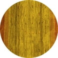thumbnail image 1 of Ahgly Company Machine Washable Indoor Round Abstract Yellow Contemporary Area Rugs, 3' Round, 1 of 4