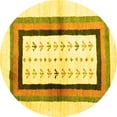 thumbnail image 1 of Ahgly Company Machine Washable Indoor Round Abstract Yellow Contemporary Area Rugs, 3' Round, 1 of 4