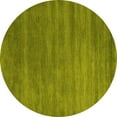 thumbnail image 1 of Ahgly Company Machine Washable Indoor Round Abstract Yellow Contemporary Area Rugs, 3' Round, 1 of 4