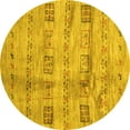 thumbnail image 1 of Ahgly Company Machine Washable Indoor Round Abstract Yellow Contemporary Area Rugs, 4' Round, 1 of 4