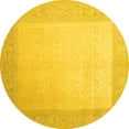 thumbnail image 1 of Ahgly Company Machine Washable Indoor Round Abstract Yellow Contemporary Area Rugs, 4' Round, 1 of 4