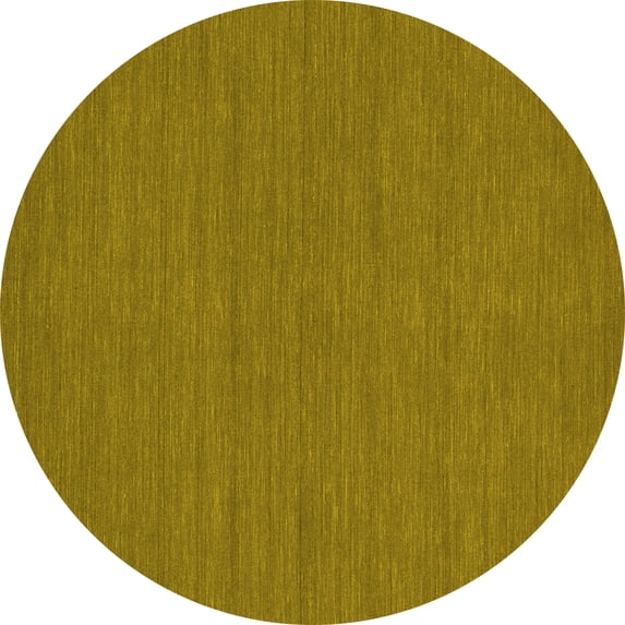 Ahgly Company Machine Washable Indoor Round Abstract Yellow Contemporary Area Rugs, 4' Round