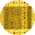 thumbnail image 1 of Ahgly Company Machine Washable Indoor Round Abstract Yellow Contemporary Area Rugs, 5' Round, 1 of 4